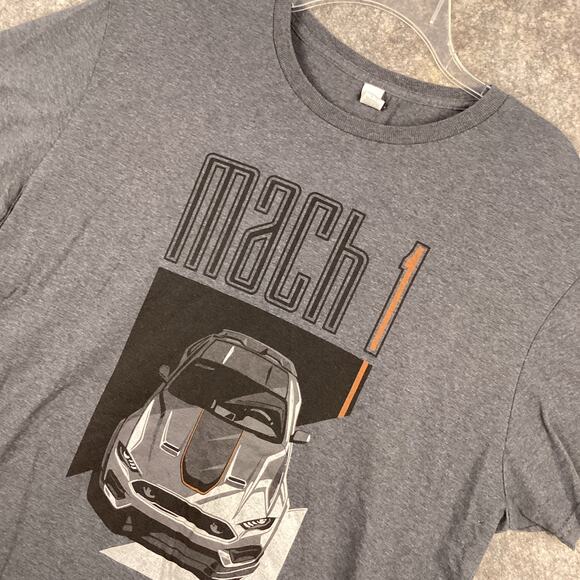 Ford Mustang Mach 1 1969 2021 T Shirt Heather Gray Size Large 582 - Picture 1 of 7